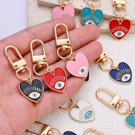 Heart Evil Eye Enamel Pendant Charms