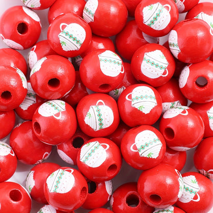Christmas Wooden Pattern Beads
