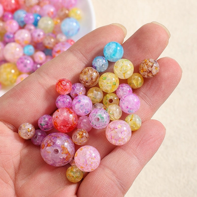 10/20/30/50/100pcs Gradient Crackle Acrylic Beads