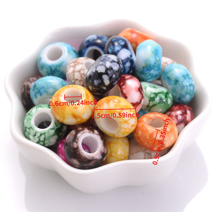 100pcs 15x9mm Flat Round Print Acrylic Beads