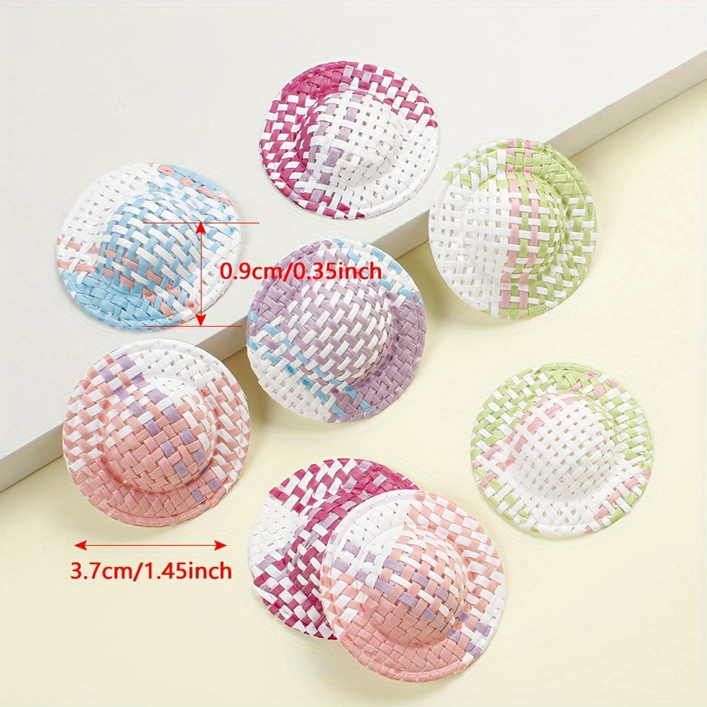10PCS Multicolor Mini Straw Hat Set
