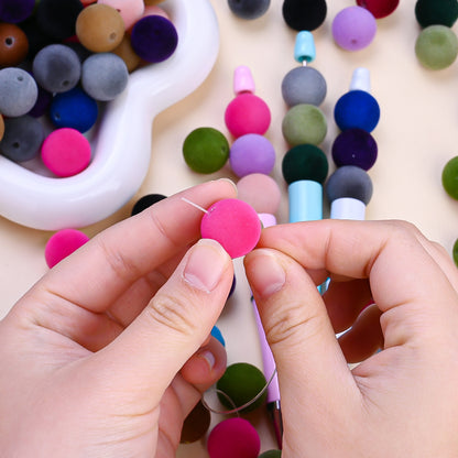 100pcs 16mm Flocking Acrylic Beads