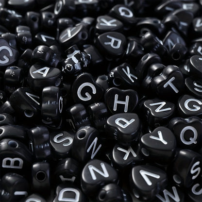 100PCS 4×7mm Heart-Shaped A-Z Letter Acrylic Bead Set