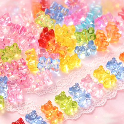 100PCS 12×8mm Transparent Soft Bear Acrylic Bead Set