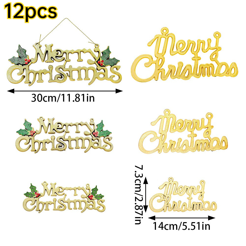 Golden Merry Christmas Letter Pendants