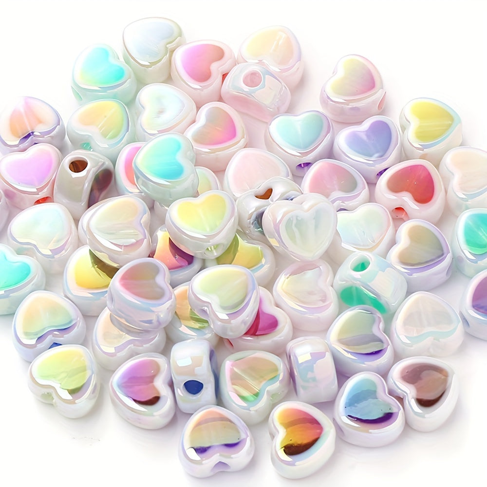 10PCS 12×15mm Sparkling Valentine's Day Heart Acrylic Bead Set