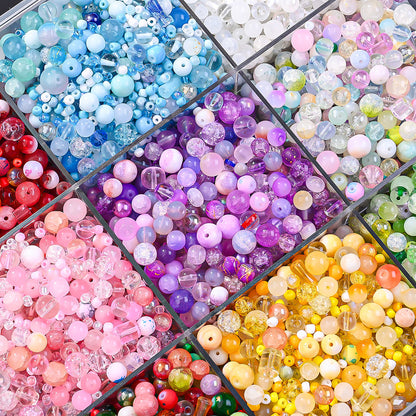 50g 3-12mm Multi-Style Glass Round Beads