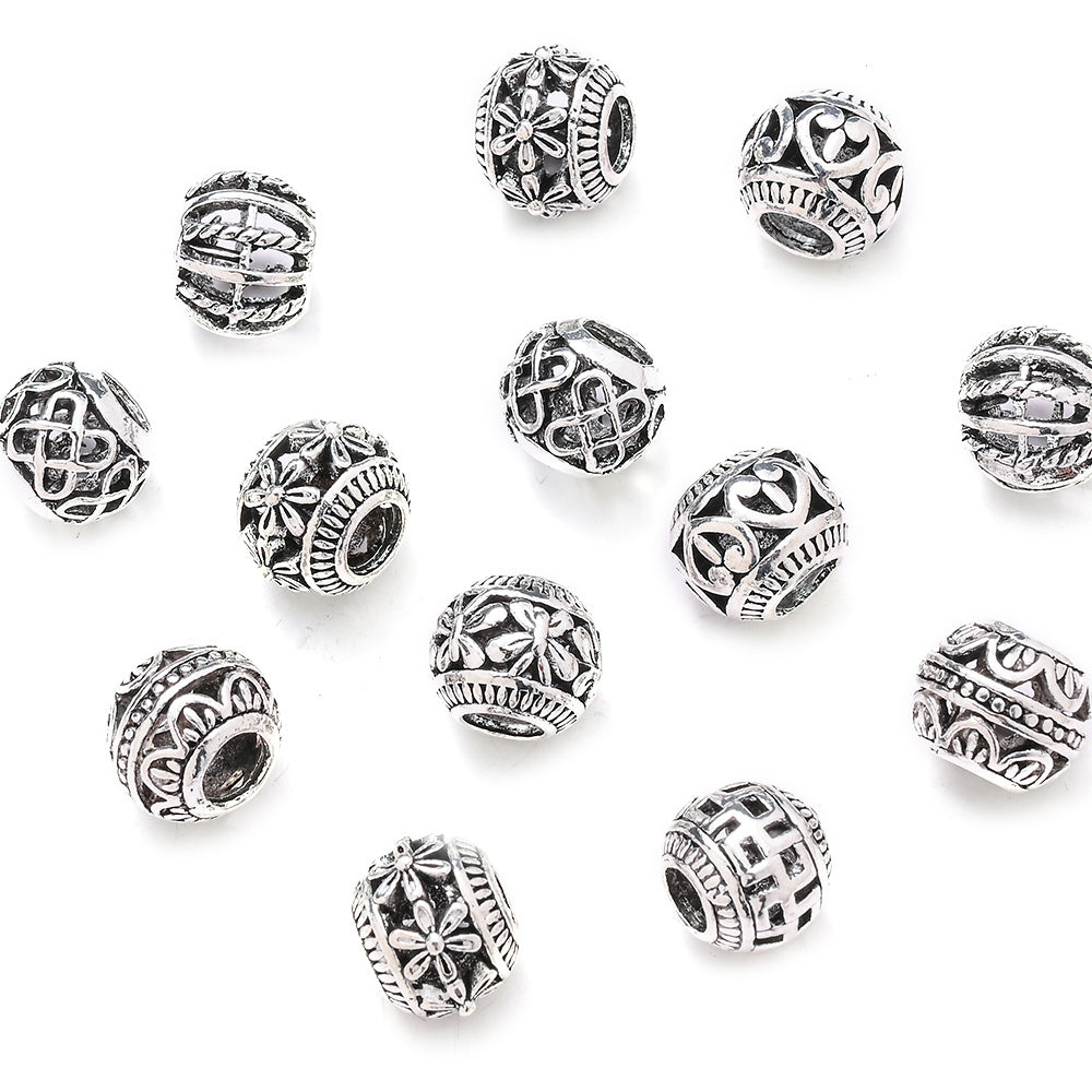 Retro Hollow Zinc Alloy Large Hole Spacer Beads