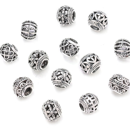 Retro Hollow Zinc Alloy Large Hole Spacer Beads