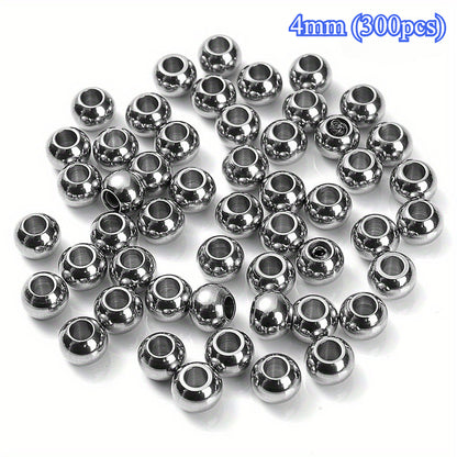 300pcs 4/6mm Stainless Steel Spacer Beads
