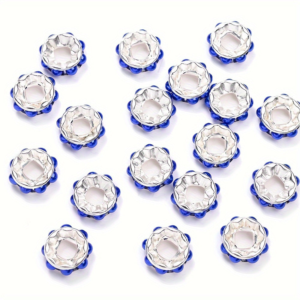20PCS 12mm Round Acrylic & Rhinestone Spacer Bead Set