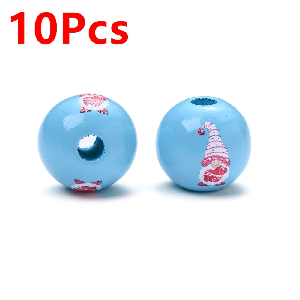 Valentine's Day Printed Wooden Spacer Beads