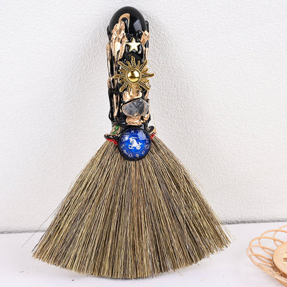 12-Piece Zodiac Broom-Shaped Alloy Charms