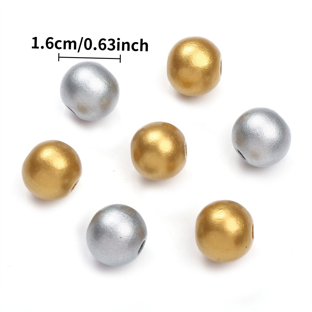 Gold & Silver Round Wooden Beads