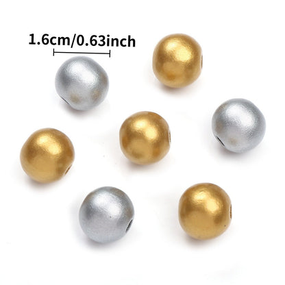 Gold & Silver Round Wooden Beads