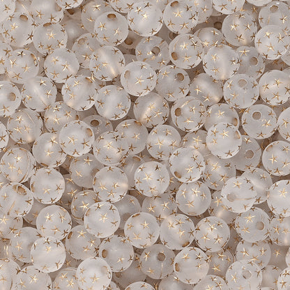 Frosted Acrylic Star Print Round Beads