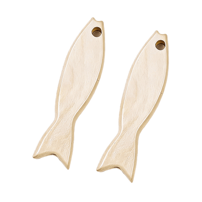 2pcs 2x7.9cm Fish-Shaped Wooden Beads