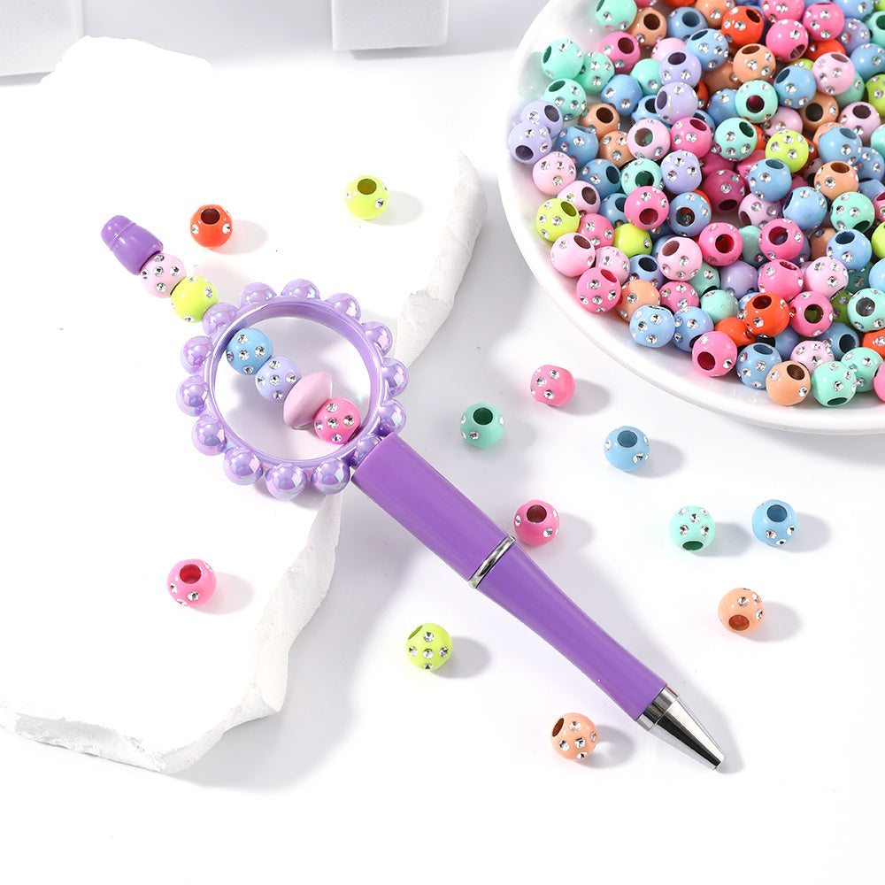 50/100pcs 7x8.4mm Random Multicolor Acrylic Round Beads