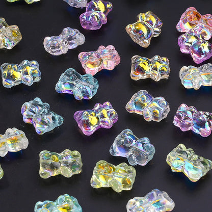 20PCS 15×12mm Transparent AB Bear Glass Spacer Beads