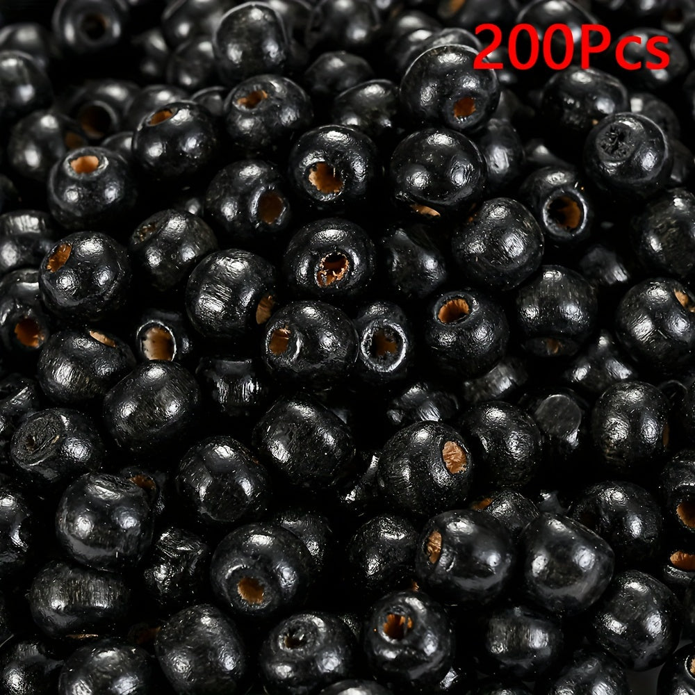 200PCS 5×6mm Rainbow Irregular Round Wood Beads