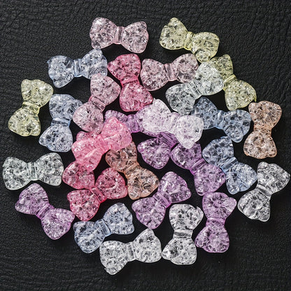 10PCS 16×29mm Vibrant Cracked Bow Acrylic Bead Set