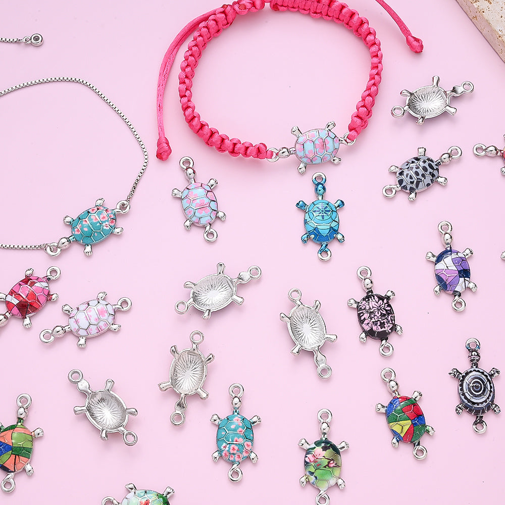 10PCS Multicolor Alloy Turtle Pendant Set