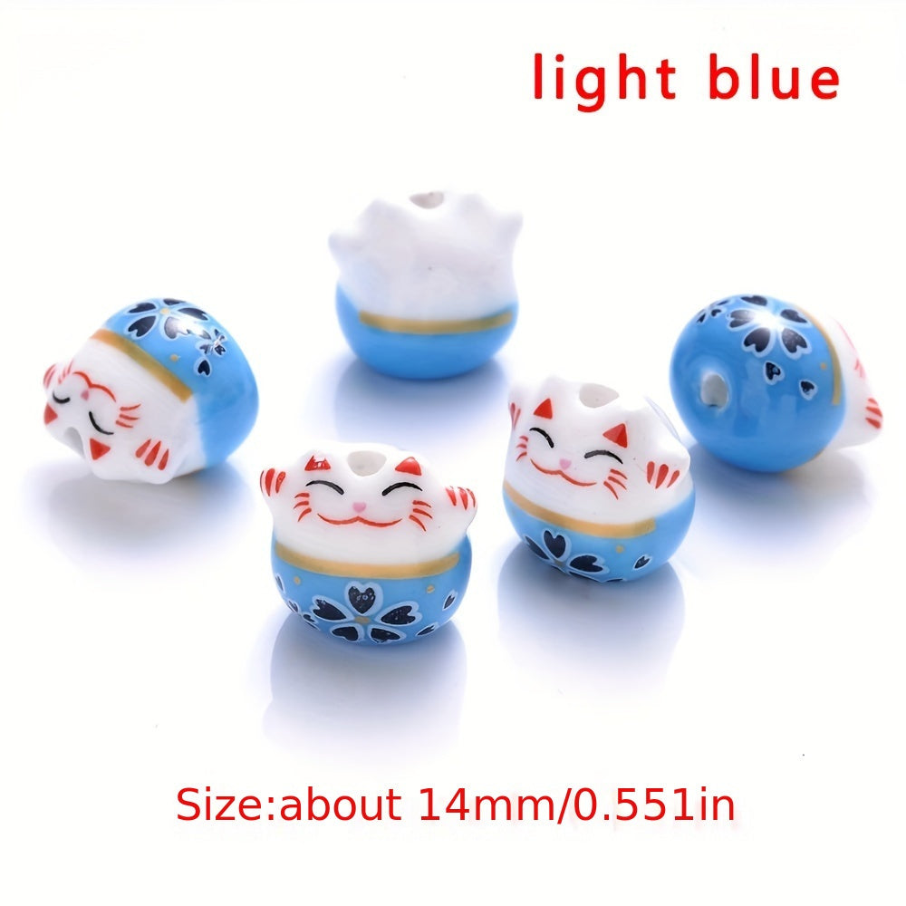 Mixed Lucky Cat Ceramic Beads
