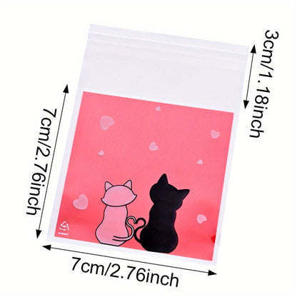 Cat Pattern Self-Adhesive Bags
