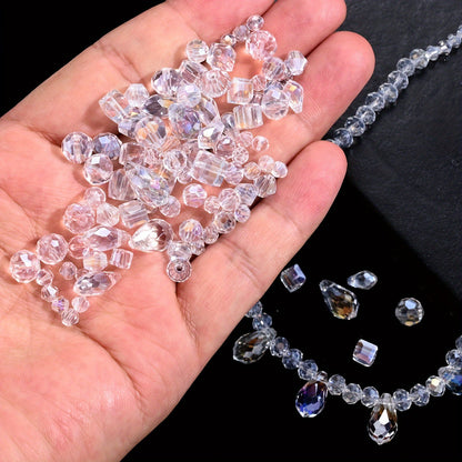 200PCS Geometric Transparent Glass Bead Set