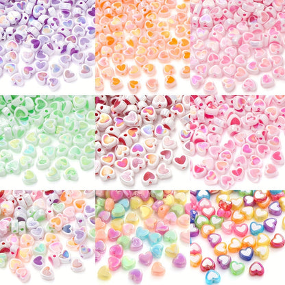 Shiny Heart Acrylic Spacer Beads
