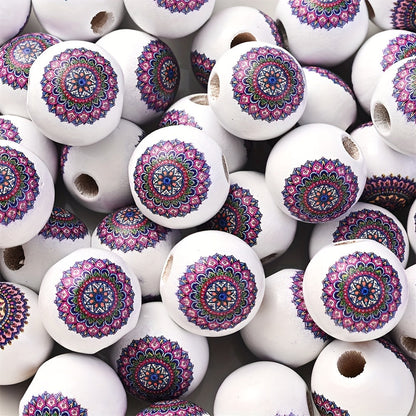 10PCS 16mm White Bohemian Wooden Spacer Bead Set