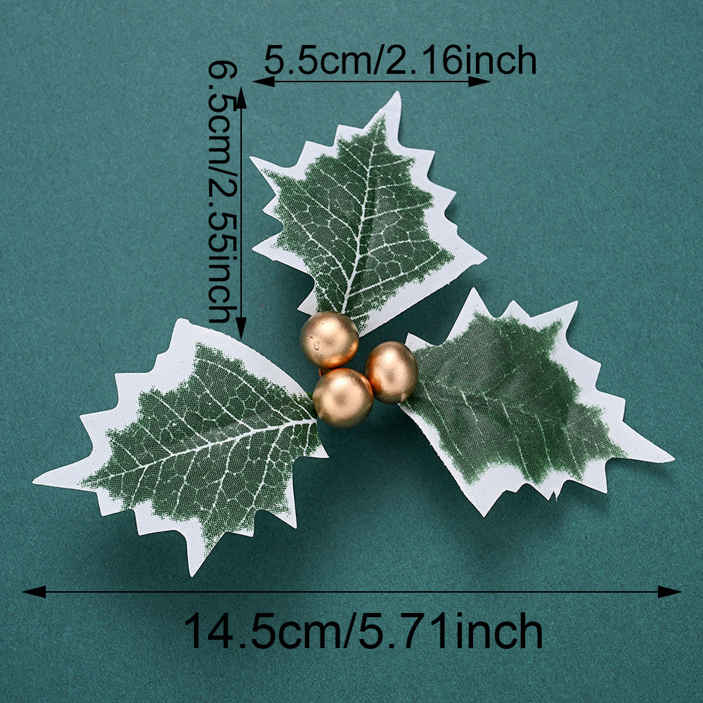 Simulated Christmas Green Leaves & Red Berry Decorations
