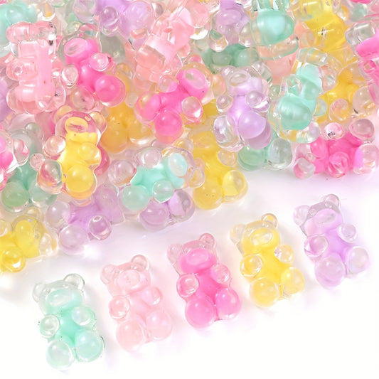 30pcs Mix Colorful Acrylic Cartoon Bear Beads