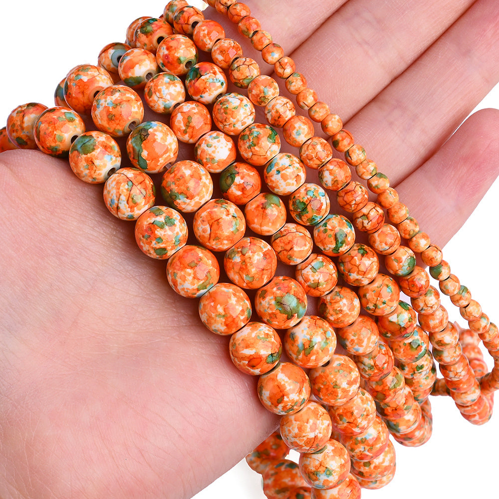 Orange Green Spacer Loose Beads
