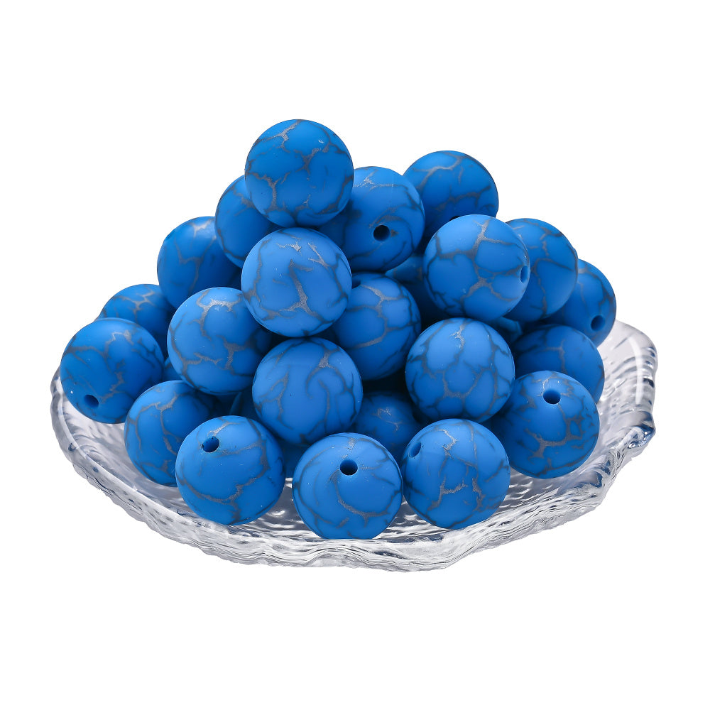 10pcs Crack Printed Silicone Spacer Beads