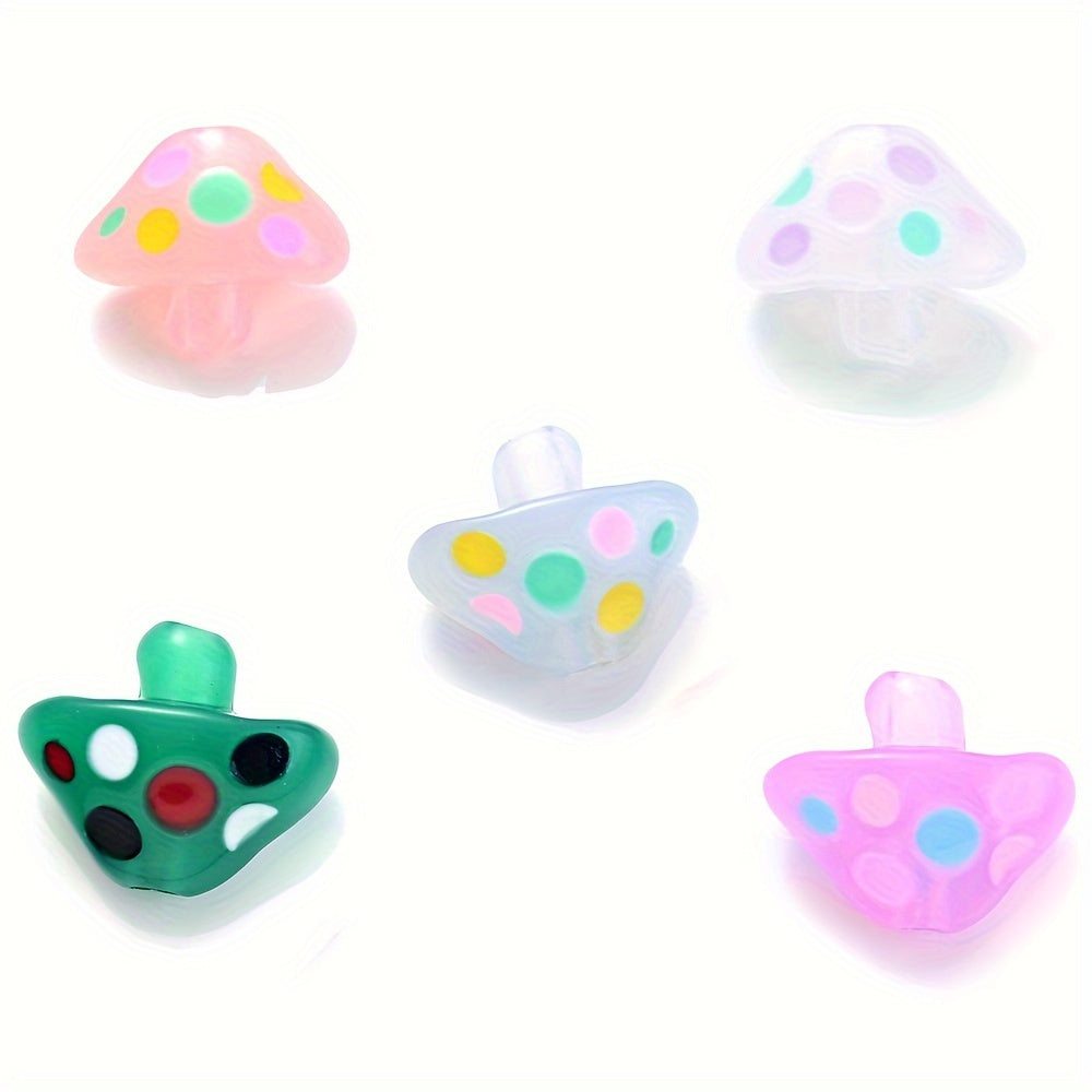 5PCS 17×19mm Luminous Mushroom Acrylic Bead Set