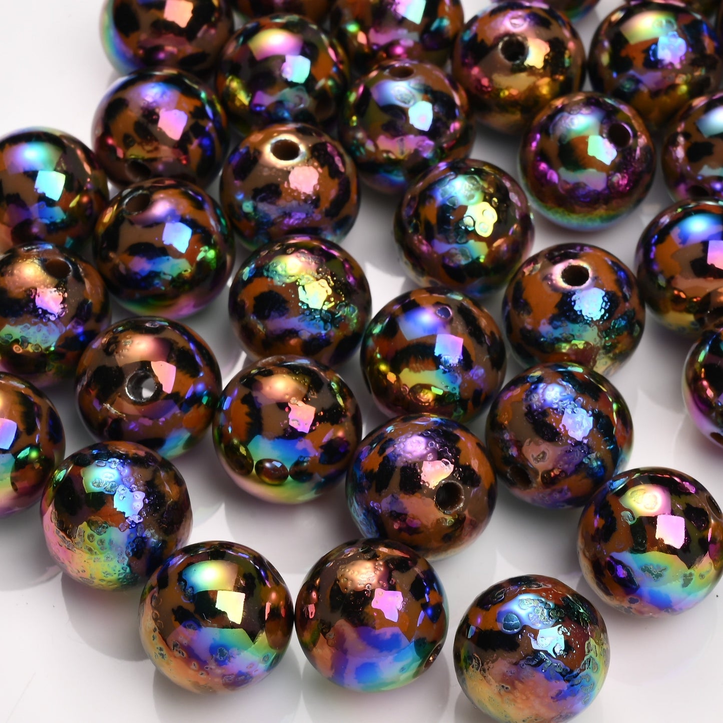 Shiny Leopard Print Acrylic Beads