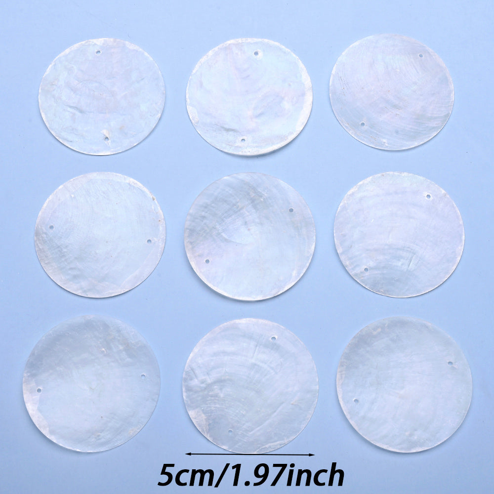 5 cm Large Round Natural Seashell Double-Hole Pendants
