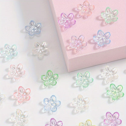 Clear Five-Petal Flower Acrylic Beads