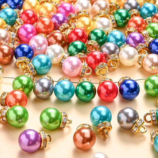 20pcs 10x15mm Multicolor Imitation Pearl Ball Charms