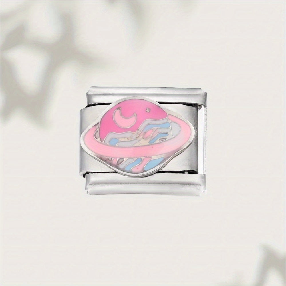 Space-Themed Stainless Steel Bead