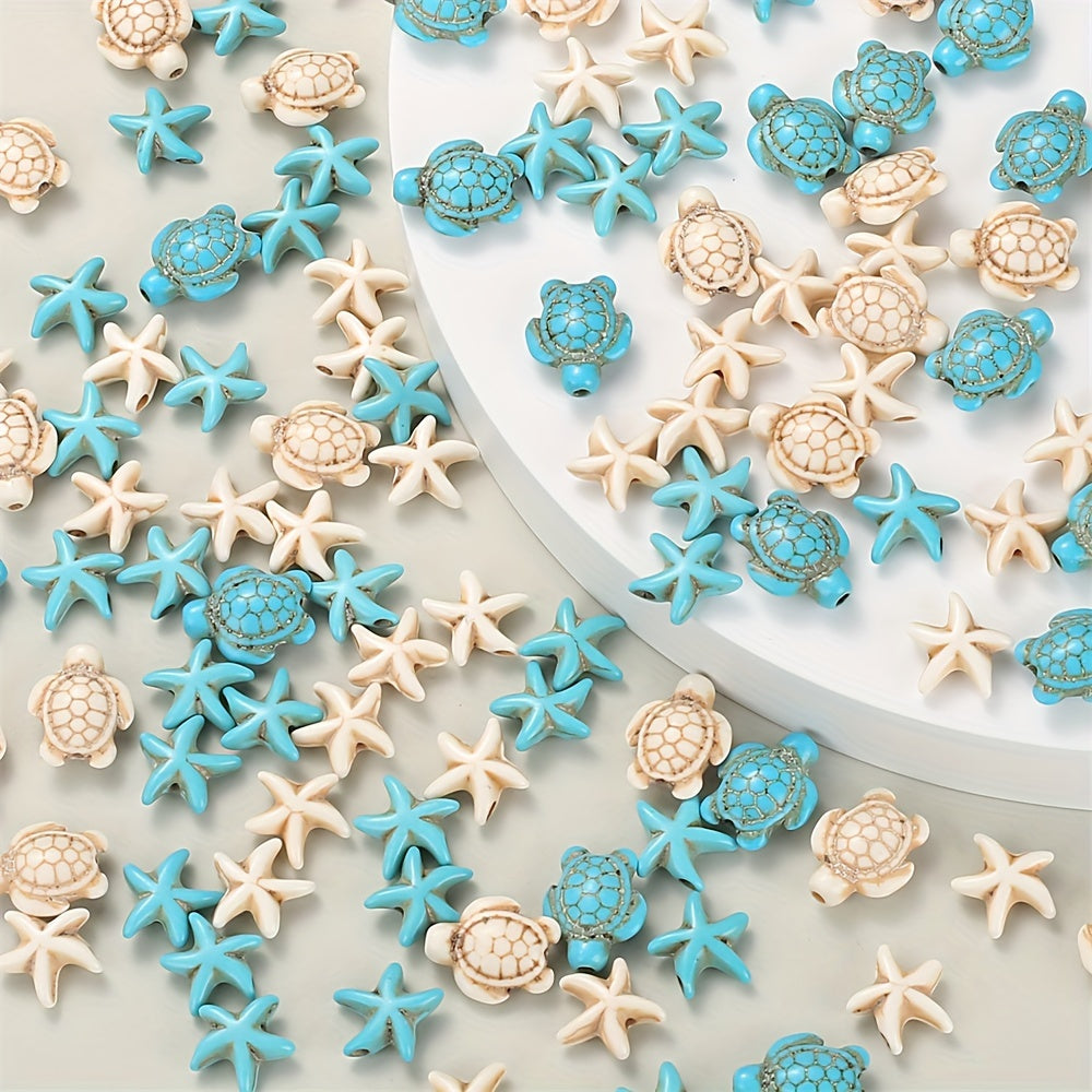 120pcs Turtle Starfish Turquoise Beads