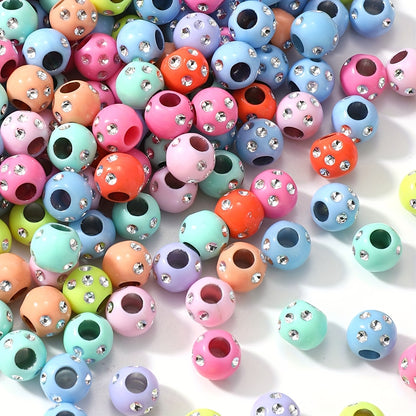 50/100pcs 7x8.4mm Random Multicolor Acrylic Round Beads