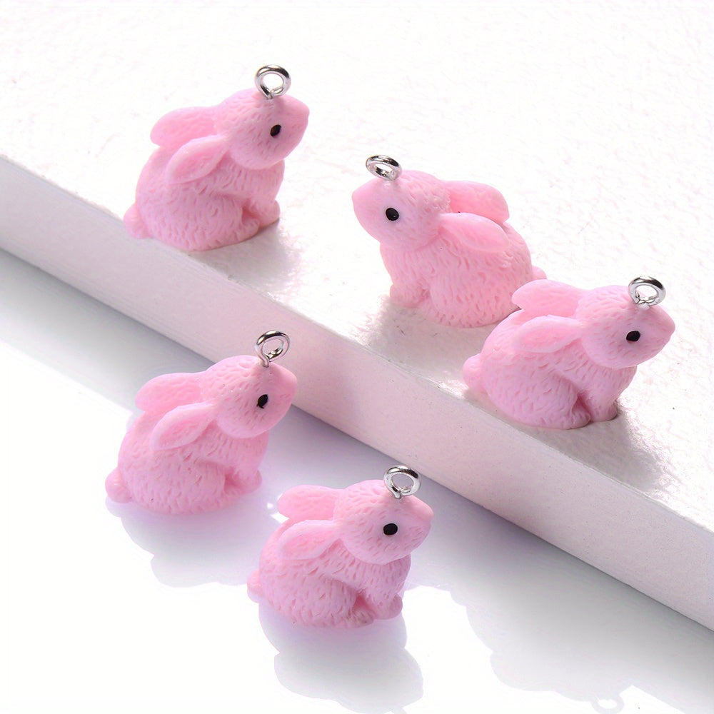 10PCS 16×21mm Colorful Rabbit Resin Pendant Set