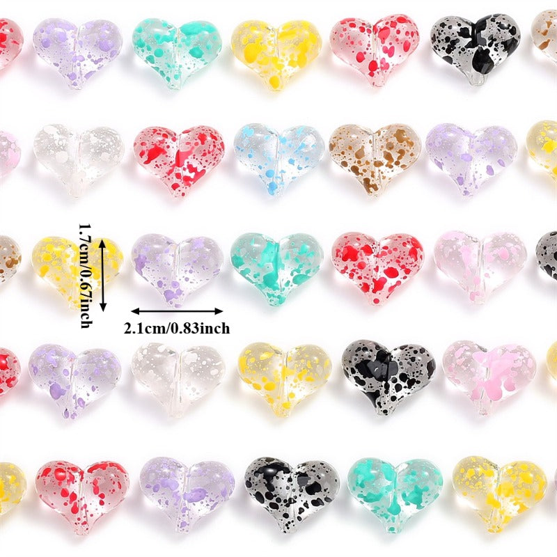 10pcs 17x21mm Starry Sky Heart Acrylic Beads