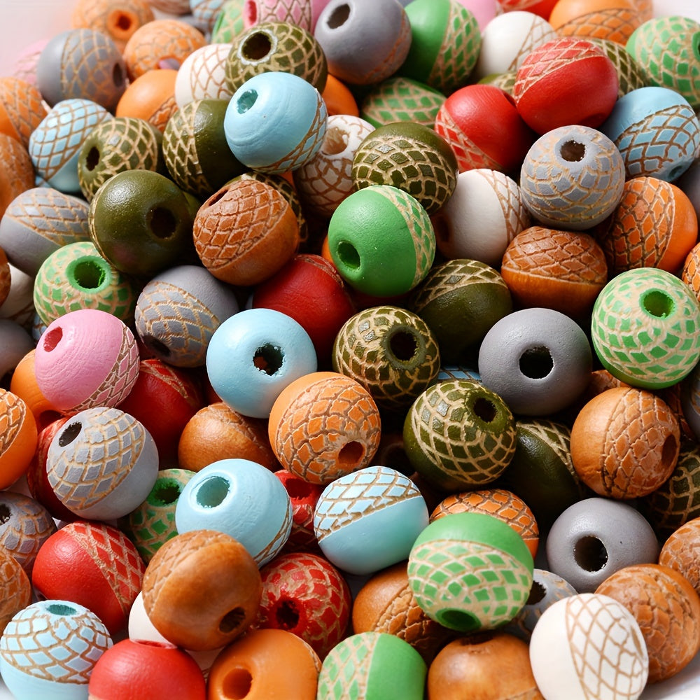 Mesh Round Wood Spacer Beads