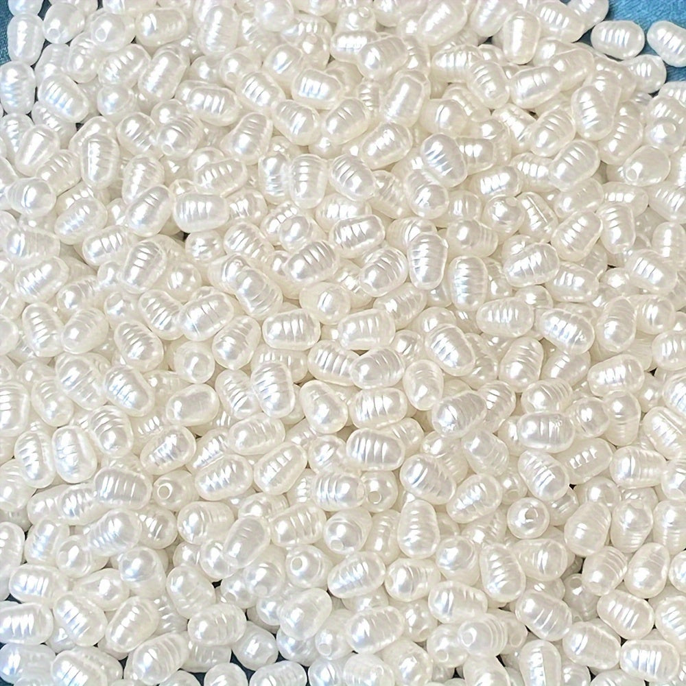 100/200PCS White Oval Acrylic Spacer Bead Set