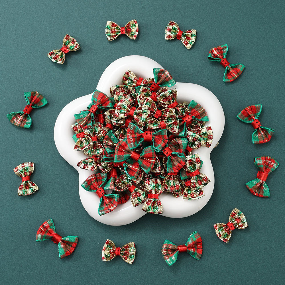 Christmas Gold Threaded Ripple Bow Embellishments