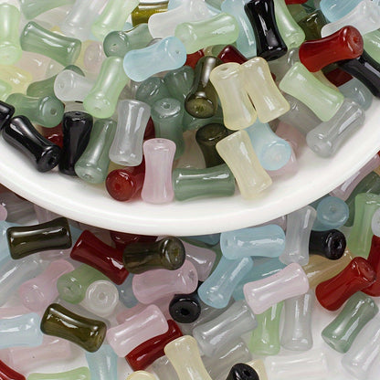 6x12mm 50pcs Mix Colors Coloured Glaze Bamboo Beads