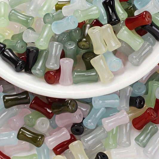 6x12mm 50pcs Mix Colors Coloured Glaze Bamboo Beads